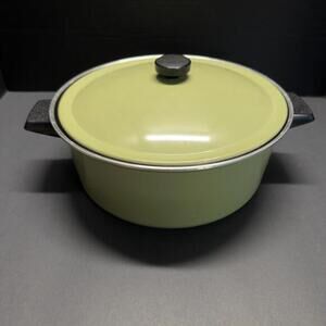 Vintage EKCO Hardkote Ceramic-Clad 5 Qt Covered Dutch Oven‎ Avocado Green NOB